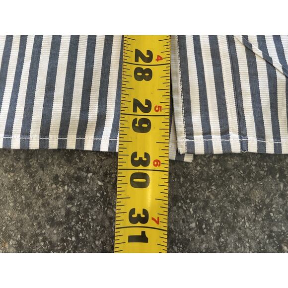 Banana Republic Mens Long Sleeve Button Up Shirt XL White Grey Striped Cotton - Picture 7 of 11